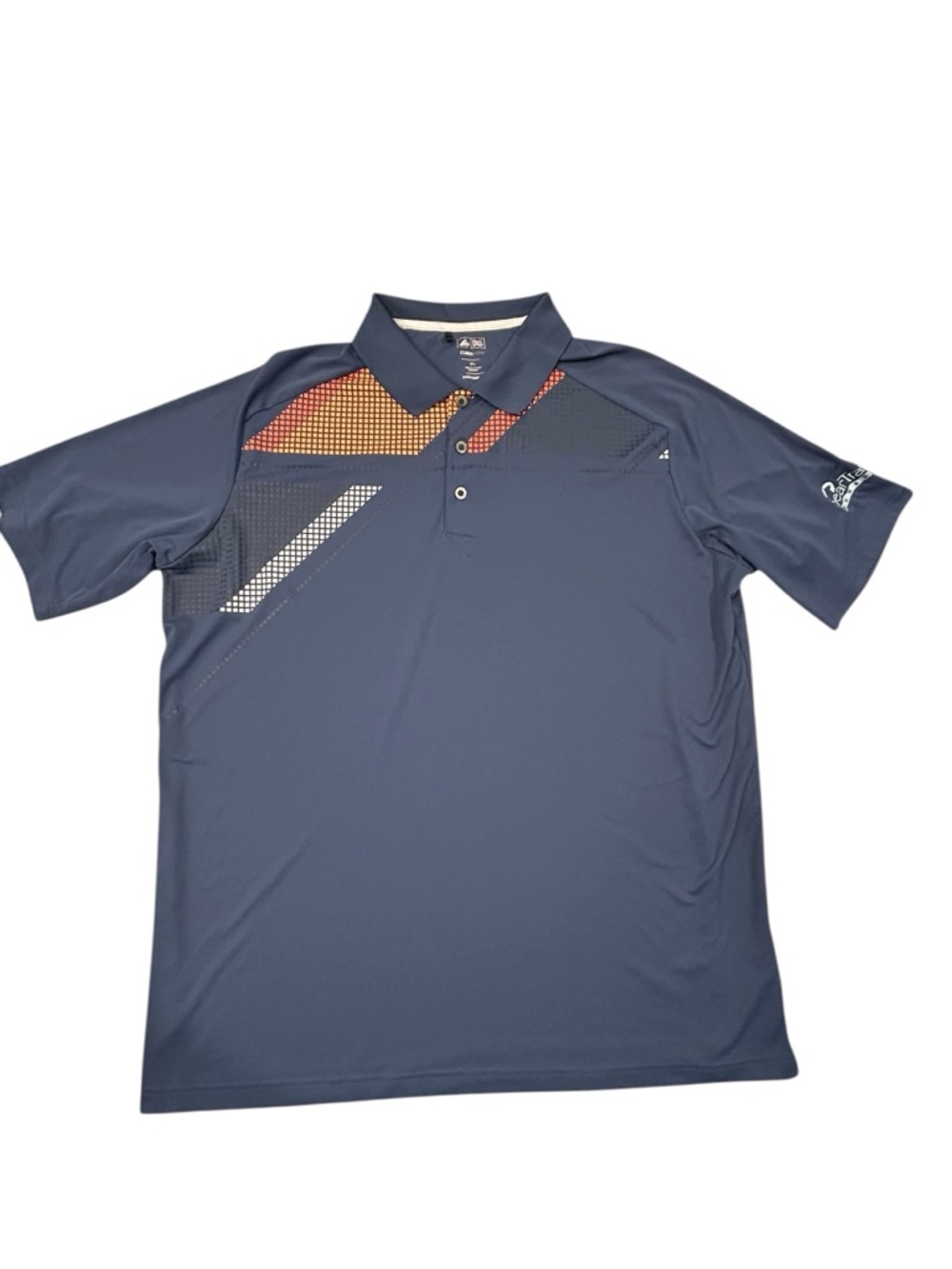 ADIDAS Clima Cool Navy Golf Polo with Orange and White Accent‎ Graphics 2XL